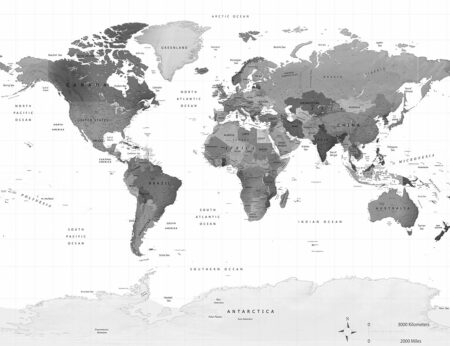 Fototapeta 3d Grey Earth szary przykład w kratkę | fototapety mapa świata