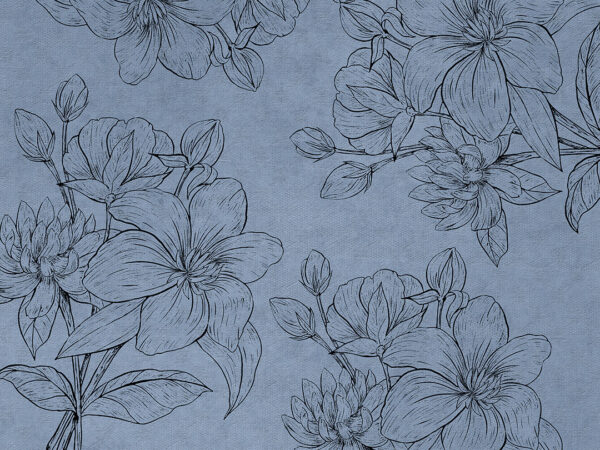Fototapety Linear czarna linia niebieskie odcienie | fototapeta kwiaty
