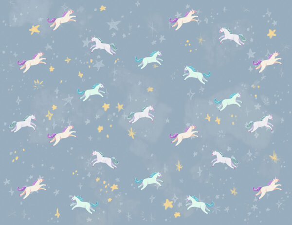 Fototapety Unicorns Pattern jasnoniebieskie odcienie | tapety 3d dla dzieci