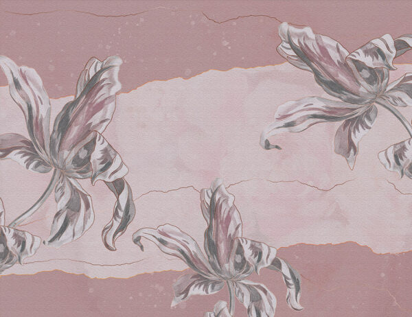 Fototapety Tulip Touch Vintage różowe odcienie | fototapeta kwiaty