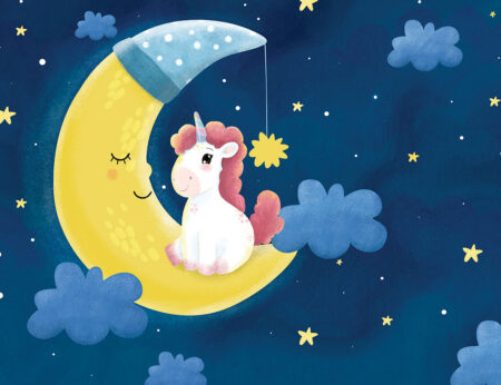 Fototapety Luna e Unicorno przykład nocnego nieba | fototapeta do pokoju dziecka
