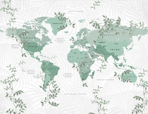 Fototapety Grüne Karte zielone odcienie | fototapeta mapa swiata