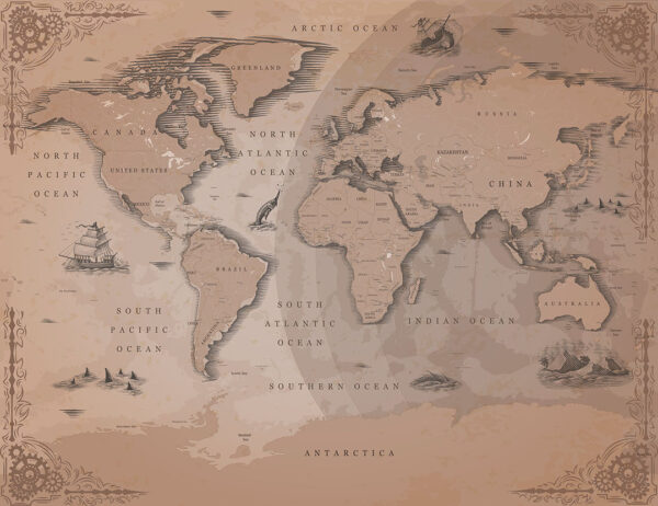 Fototapety Ancien brązowe odcienie | fototapeta mapa świata