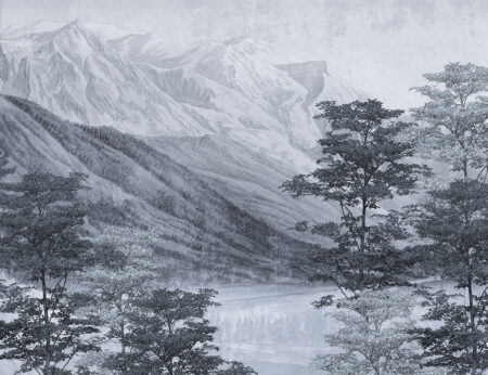 Fototapeta Vintage Góry i Las szaro-niebieski odcień | fototapety natura
