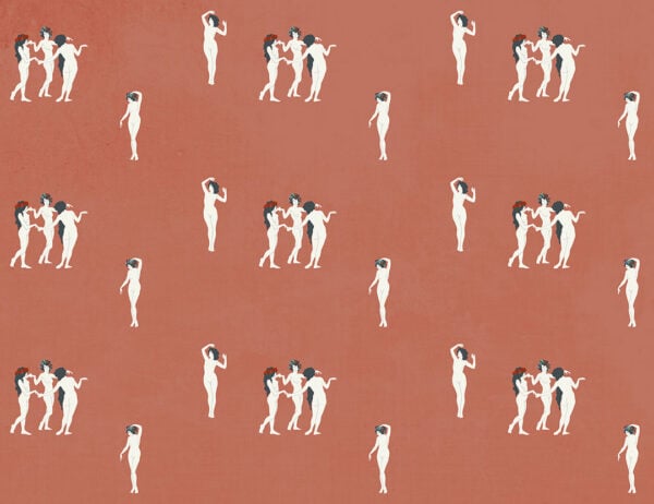 Fototapeta sztuka kobiety na czerwonym tle