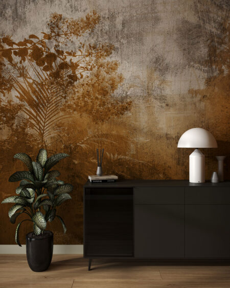 Fototapeta Orangerie - złoty las na metalicznym tle