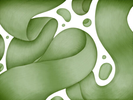 Fototapeta graficzne kolorowe fale 3D w odcieniach zieleni