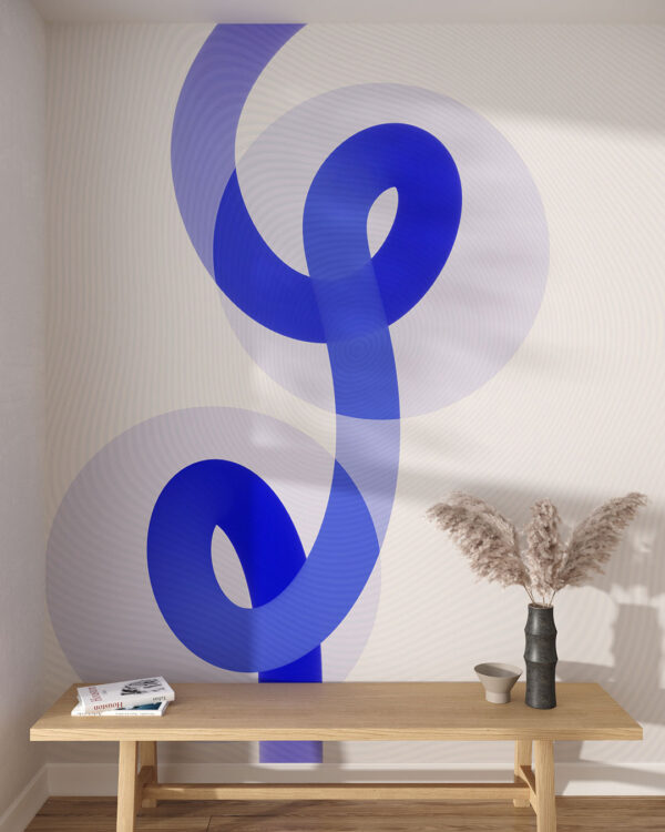 Fototapeta abstrakcyjne asymetrycze kształty niebieska linia do pokoju
