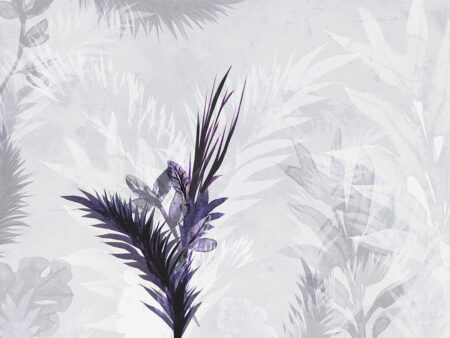 Fototapeta z delikatnymi akwarelowymi liśćmi palmowymi i białymi cieniami
