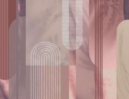 Fototapeta z teksturowanymi różowymi łukami geometrycznymi